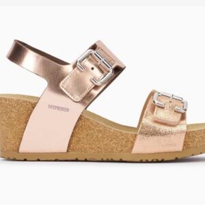 Mephistto Lissandra rose gold and tan sandals, worn once.